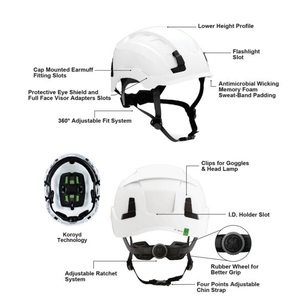 Casco de seguridad General Electric, de Altura, tamaño ajustable, color blanco, GH401W - Imagen 4